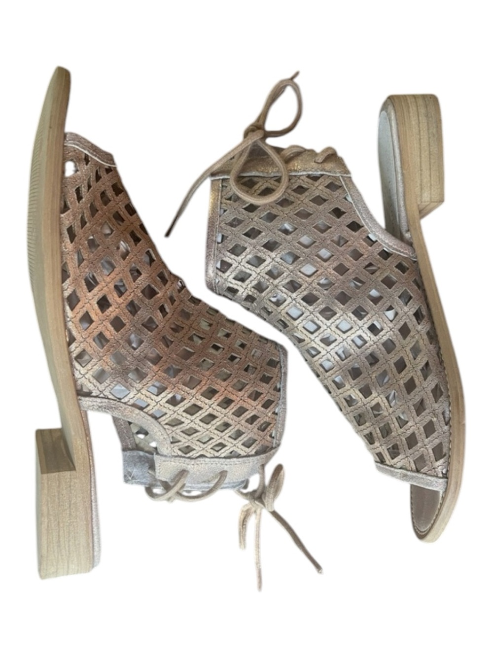 MUSSE & CLOUD Woven Open-Toe Aimy Ankle Booties in Rose Gold Size 8.5 - Picture 5 of 10
